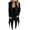 Lange wolmengsels jas vrouwen revers brede kraag open front cardigan jas kantoor warme overjas vrouwen dames jas manteau femme