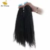 Afro krullend kinky krullend menselijk haar bundels huid inslag tape in hair extensions # 1b zwarte kleur pu haar