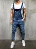 Fashion Mens Ripped Jeans Jumpsuits Hole Denim Bib Overalls For Man Designer Bike Jean 313J