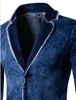 Nouveaux hommes Jeans costume veste 2018 hommes deux boutons garniture fourrure costume décontracté hommes Blazer veste bleu Blazers