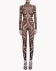 Partihandel-Plus Storlek Kvinnor Tribal Tattoo Print Mesh Jumpsuit Romper Curvy African Aztec Bodysuit Celebrity Catsuit Tracksuit Jumpsuit