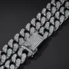 Hip Hop Bling Iced Out 20mm 16-24Inches Heavy Cuban Link Kedja Halsband Guld Silver Smycken För Män