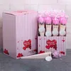 12pcs / lot fleurs artificielles savon rose avec boîte en plastique paquet ruban fleur de savon romantique pour la fête de mariage de la Saint-Valentin DHL WX9-1771