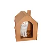 Meubles de lits de chats Maison en papier ondulé nist jouet broyage carton carton bricolage chaton house1