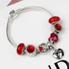 Venta al por mayor-925 pulsera de cuentas de cristal rojo de Murano para mujer / niño Estilo de joyería original DIY Fit Pandora joyería de regalo de Navidad