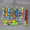 smoking Silicone bong with 145mm titanium Tip Water Transfer Printing Silicon Mini NC Dab Straw Pipe Oil pipes9606357