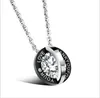 Collier de Couple en acier titane, accessoires de Couple, incrustation ronde en Zircon, amour, beau pendentif