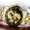 cwp 2021 relogio masculino GUANQIN Mens Watches Top Brand Luxury Luminous Clock Gold Dragon Sculpture Stainless Steel Quartz Wrist Watch