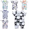 Baby Clothes 100% Cotton Infant Jumpsuits Short Sleeve Children Rompers Printed Newborn Climbing Clothes Cartoon Kids Outfits 6 Color DW2390