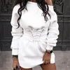 Damen Sweatshirts Kleid Langes Sweatshirt Streetwear Fashion Langarm Sweatshirt Koreanischer Pullover mit Fleece 2020