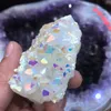 Natural Quartz Cluster Prov Home Decoration Crystal Healing Aura unik kvartskristalltitan Bismutbeläggning Cluster Rain254h