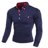 2019 New Spring Fashion Mens Dot Långärmad Polo Shirts Stand Collar Male Solid Pikétröja Gratis frakt plus storlek m-3xl mx190711