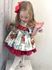 Girl Boutique Christmas dress Toddler Girls Red full print dress Palla per bambini manica corta cresciuta per 0-6T