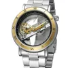 Forsiner design minimaliste Case transparente Cas wrists Number Roman Mens Brand Luxury Automatic Skeleton Steampunk Watches Slze1879635