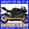 Injektionssats för Yamaha YZF600 YZF R6 YZF 600 YZF-R6 Glans Black Frame 17 18 248HM.25 YZF R 6 YZF-600 YZFR6 2017 2018 Fairing Body + 7Gifts