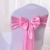 Satin Bow Slips Ribbon Chair Cover Sash Bands Hotell Bankettstol Inredning Bröllopsfest dekorativa 17 * 275cm