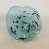 Murano Flower Plate Lamps Arts Blue Color Nordic 100% Hand Blown Glass Hanging Plates Scallop Edges Shape