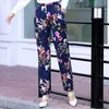 2019 zomer vrouwen hoge taille broek strand slijtage floral print plus size 5XL vrouwen lange broek middelbare leeftijd vrouwelijke Koreaanse broek MX190716