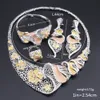 Kobiety Dubai Gold Kolor Kryształ Naszyjnik Party Eleganckie kolczyki Pierścień Klasyczne zestawy biżuterii