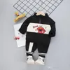 Baby Girl Garçon Tracksuit Set Plus Velvet Vêtements pour enfants Ensemble 2019 Winter Nouvelle Coréenne Vêtements pour enfants Lettre Cartoon Composite Velvet