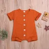 Baby Rompers Neamdle лето конфеты цвет комбинезон новорожденных сплошной кнопки тела мальчики подниматься одежда младенческая детская дизайнерская одежда 3-24 м D6398