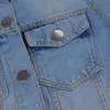 2019 nouvelle veste mode bouton trou Patch femmes Denim veste poche ample déchiré jean femme Long manteau Streetwear