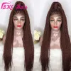 Stock Svart Burgundy Brown Senegalese Twist Wig Syntetisk Hekla Braids Wig Full Lace Frontal Micro Braid Wig med Baby Hair