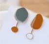 Brincos pendientes de gota asimétricos para mujer, pendientes esmaltados, joyería de moda, bisutería de verano, pendiente llamativo colorido