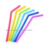 1000pcs Colorful Food Grade Flexible Silicone Silicon Straws Straight Bent Curved Straw Drinking Reusable Bar Tool Tools Beverage Drin