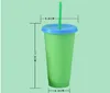 Color Changing cup Plastic Temperature Change Color Colorful Cold Water Color Changing Cup Mug Water Bottles With plastic Straws LJJK2188-1