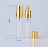 beauty Fragrance 5ML 10ML Transparent Glass Spray Bottle Empty Clear Refillable Perfume Atomizer Gold Silver Cap Sample Glass Vials b706