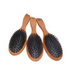 Natural javali javali javali bristle massagem massagem pente anti-estática cabelo couro cabeludo paddle escova de pincel de madeira punho de madeira escova de cabelo estilo ferramenta para mulheres homens