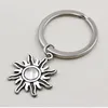 20 pcs/lot porte-clés porte-clés bijoux argent plaqué soleil pendentif à breloques accessoires clés