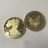 10 szt. Dom Eagle Odznaka 24K Gold Plaked 40 mm Pamiątkowy Moneta American Statue Liberty Souvenir Drop Akceptowane monety 237V