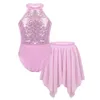 Botteghe da balletto con paillettes per bambini con set di gonna in chiffon irregolare Girls Figure Ice pattinaggio per il concorso per le prestazioni Costume237490910