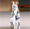 2020 Fashion Summer Sundress Women Long Maxi Vestidos Floral Printed Bohemian Dress Ladies Casual Pockets Long Tunic Robe hotsell