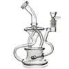 Recycler Oil Rigs Tornado Bong Inline Perc Glass Bongs Smoking Pipes Heady Dab Rig Cyclone Water Pipe with 4mm Thick Quartz Banger