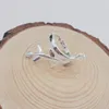 Partihandel-Sterling Silver Ring Kvinna Öppnande Enkel Blad Ring Index Finger Smycken Kreativ Olive Branch Ring