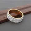 316 de aço inoxidável diamante cravejado casal anel europeu e americano moda cinco ou três linhas rhinestone completo anéis de ouro