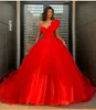 Ball Red Elegant Gown Quinceanera Dresses Beadings Handmade Flower Lace Appliques Prom Sweep Train Formal Dress Evening Gowns Vestidos s