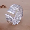 EPACKET DHL Plated Sterling Silver Silple Mesh Ring DHSR23 Dimensione USA Aprire regolabile; Gioielli anelli a fascia in argento 925 unisex 925