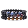 Custom Design 8mm Multicolor Natural Beaded Strands Black Agate Steen Armband voor Gift