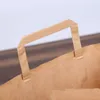 28x28 + 15 cm papier kraft sac à pain emballage fourre-tout poignée marron découpé baguette poinçonnage cuisson portable sac en papier LOGO personnalisé