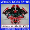 Ciało dla Honda RVF400R VFR400RR RVF400RR VFR400R Red Cowling 1987 1988 267HM.47 VFR400 R NC24 V4 RVF VFR 400 R VFR 400R 87 88 Zestaw do obróbki