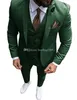 Hoge Kwaliteit One Button Donkergroen Bruidegom Tuxedos Notch Revers Groomsmen Mens Past Bruiloft / Prom / Diner Blazer (Jack + Pants + Vest + Tie) K122