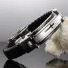 Jiayiqi Punk Cross Aço Inoxidável Trançado Manguito De Couro Pulseiras Homens Pulseira De Tecido Para Homens Jóias Presente de Natal 2016 C19041703