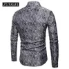 ZUSIGEL Chemises Homme Slim Fit Soie Rayée Manches Longues Chemise Habillée