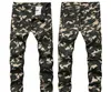 Mens Jeans Multi Pocket Camouflage Pants Stretch Slim Tide Army Green Fashion