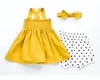 Le nuove neonate veste i vestiti senza maniche gialli di cotone della sospensione dei bambini 2018 vestiti svegli del bambino del bambino di estate wt1764