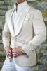 White Men Suits Wedding Wear Tuxedos Suit Prom Dinner Party Groomsman Blazers Printed Floral Lapel One Piece Jacket Custom Made 237l